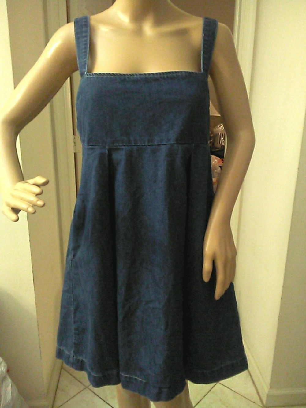 LK. NEW MIOU MUSE Blue Denim Pinafore Dress - Classic Sleeveless Sundress SZ. M
